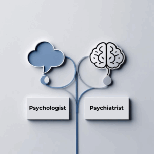 A graphic illustrating the difference between a Psychologist and a Psychiatrist to help solicitors choose the correct expert witness for a legal case.